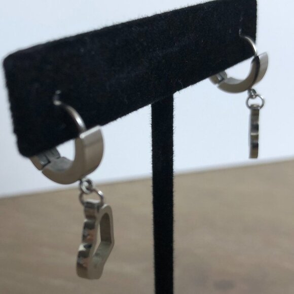 Industrial Inspired Two Tone Metal Keepers w Hoop + Heart Earrings Size OS - Picture 5 of 8